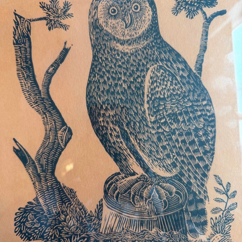 Vintage Great Owl Jonathan Fisher Framed Wall Art - Picture 2 of 6